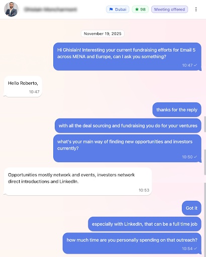 LinkedIn conversation screenshot 1