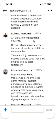 Captura 1 de la conversación de LinkedIn
