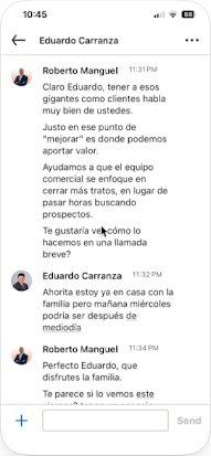 Captura 2 de la conversación de LinkedIn