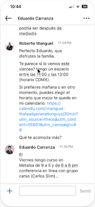 Captura 3 de la conversación de LinkedIn